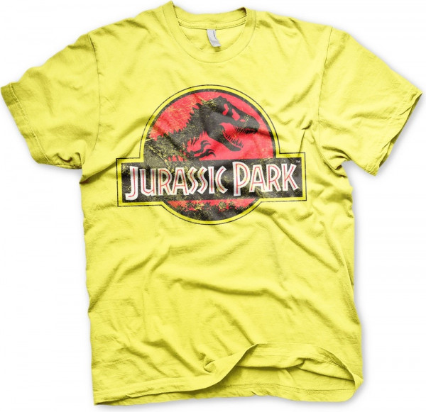 Jurassic Park Distressed Logo T-Shirt Yellow