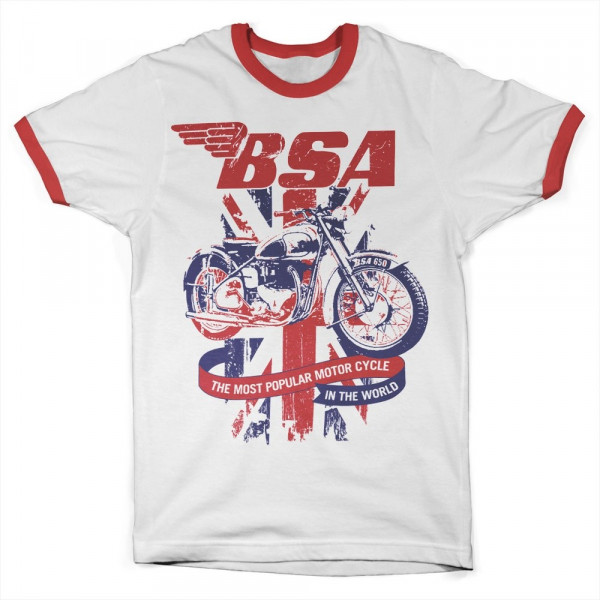 BSA Union Jack Ringer Tee T-Shirt White-Red