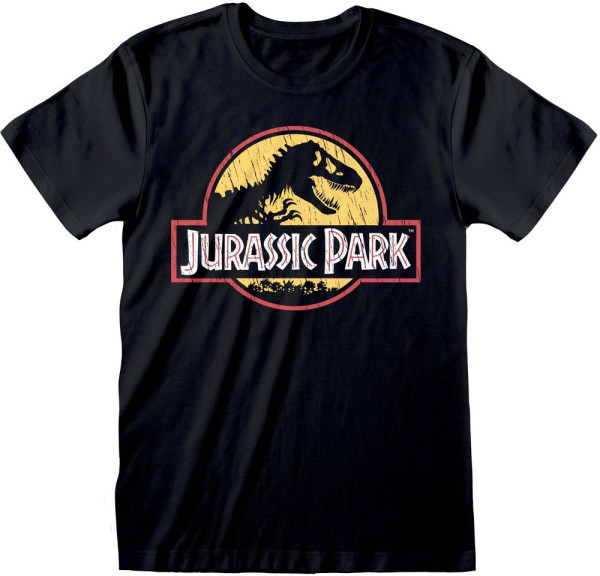 Jurassic Park - Original Logo Distressed T-Shirt Black