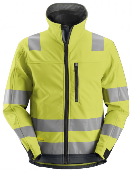 Snickers AllroundWork Hi-Vis Softshell Arbeitsjacke, Kl. 3, EN 20471 HV-Gelb-Stahlgrau