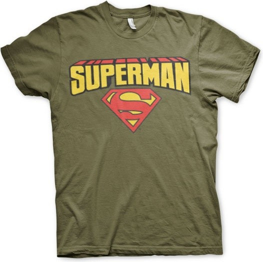 Superman Blockletter Logo T-Shirt Olive