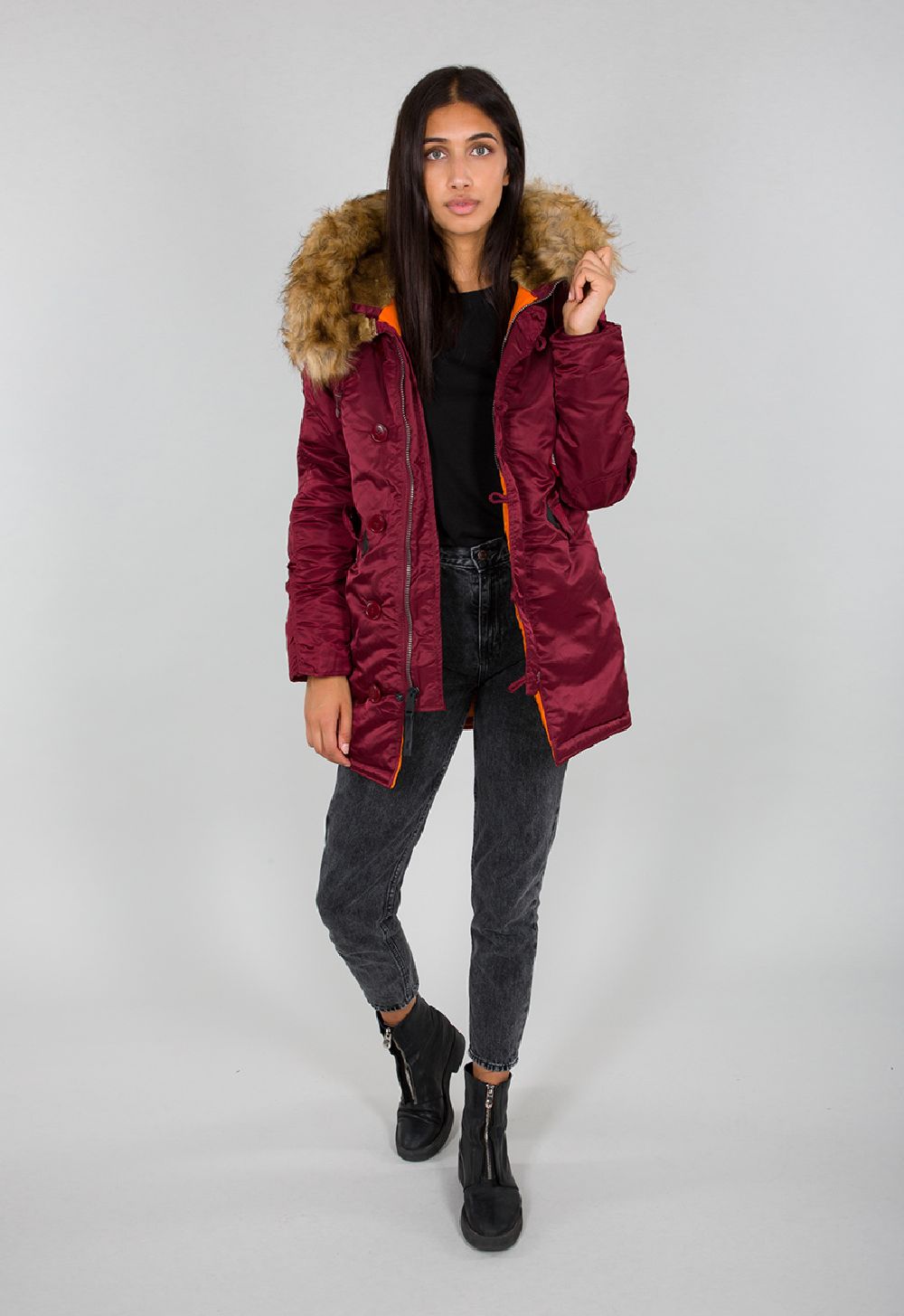 Burgundy Alpha Industrie Frauen Alpha Industries Damen Jacke N3B