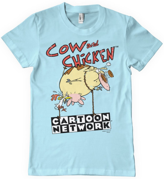 Cow And Chicken Balloon T-Shirt Skyblue