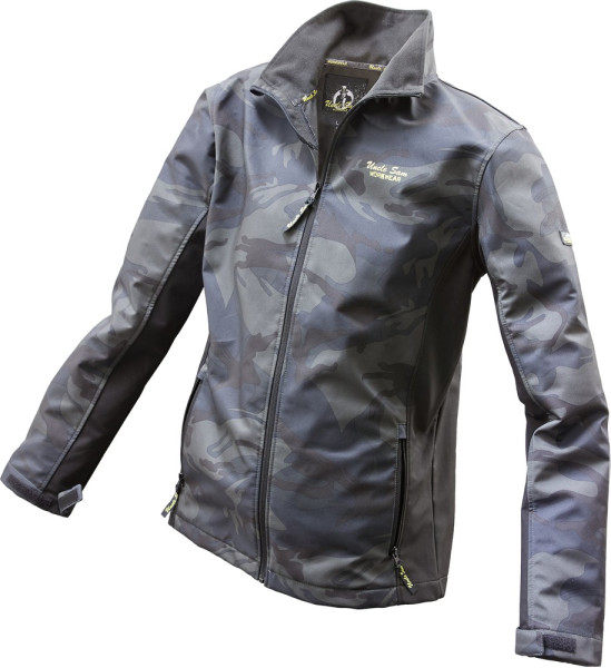 Uncle Sam Softshelljacke Oliv Camouflage/Schwarz