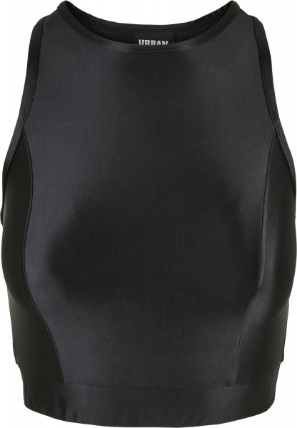 Urban Classics Damen Ladies Cropped Shiny Top Black