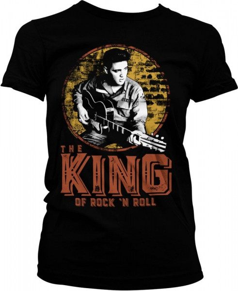 Elvis Presley The King Of Rock 'n Roll Girly Tee Damen T-Shirt Black
