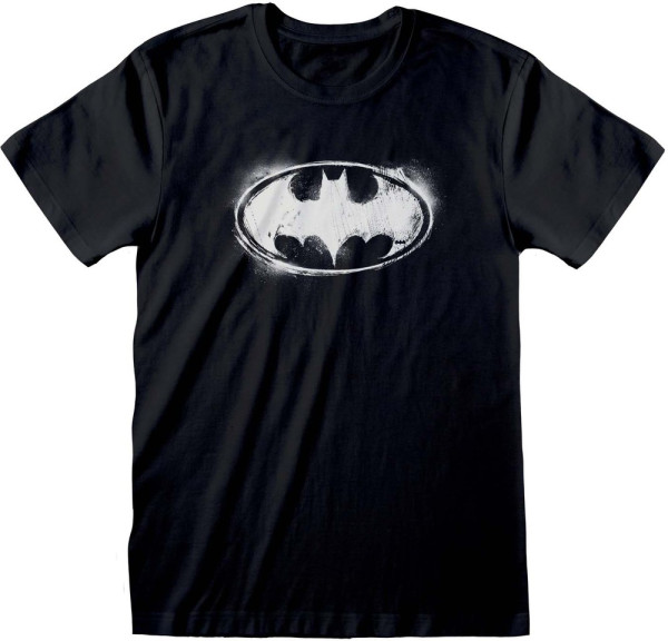 DC Batman - BW Distressed Logo T-Shirt Black
