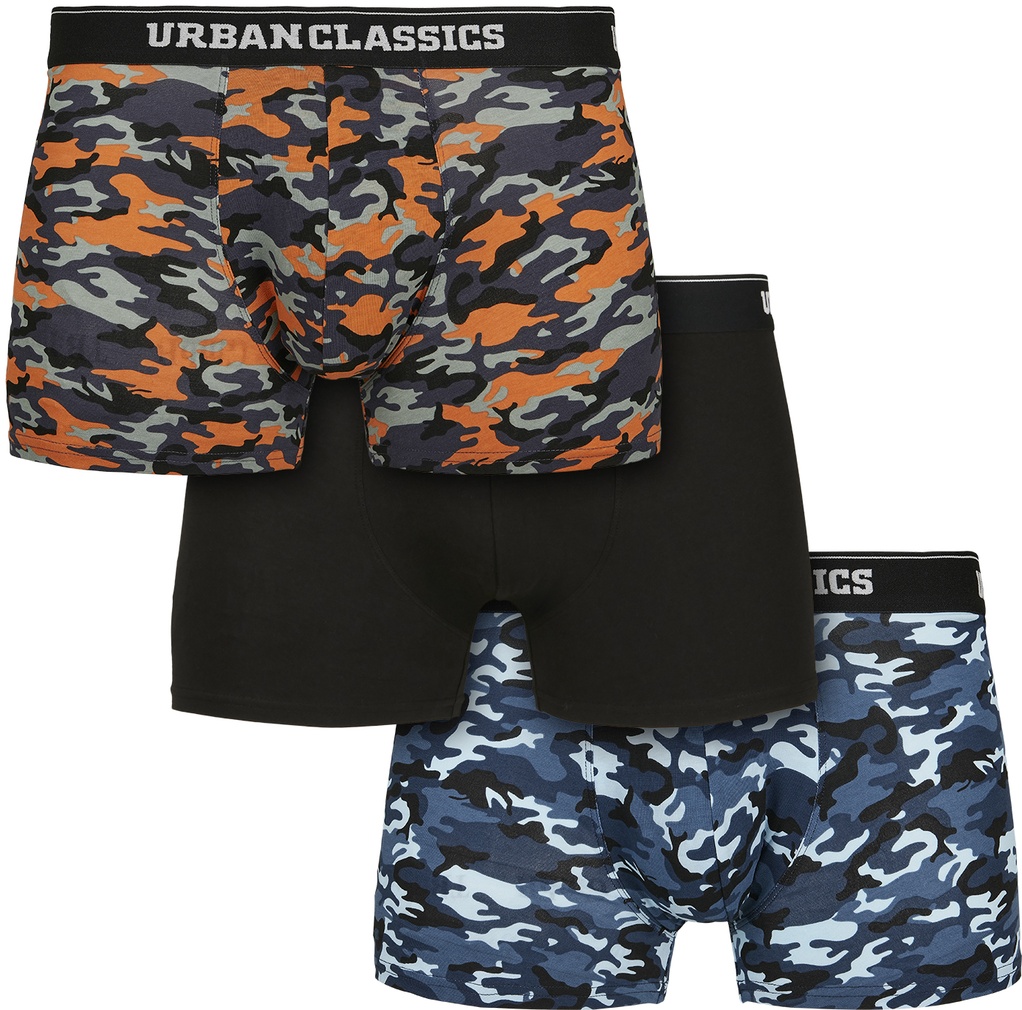 Urban Classics Boxershort Boxer Shorts 3-Pack Blau Camouflage/Orange Camouflage/Schwarz - Herren / Unisex
