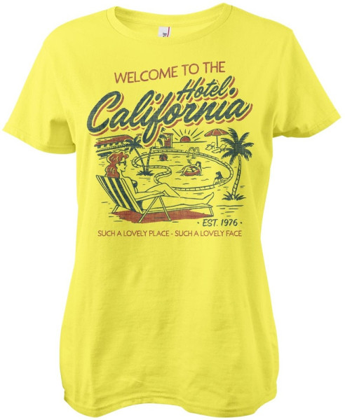Eagles Hotel California Girly Tee Damen T-Shirt Yellow