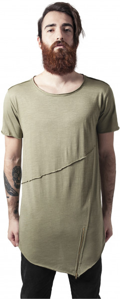 Urban Classics T-Shirt Long Open Edge Front Zip Tee Lightolive