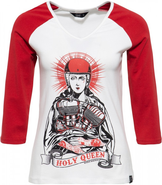 Queen Kerosin Damen 3/4-Sleeve Shirt mit Frontprint und farblich kontrastierenden Raglanärmeln QK4205555191 Rot