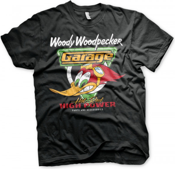 Woody Woodpecker Garage T-Shirt Black