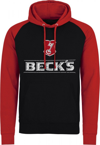 Beck's Washed Logo Baseball Hoodie Black-Red