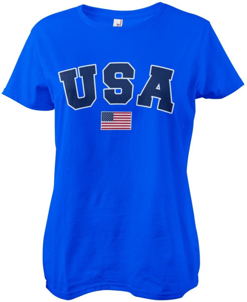 Hybris USA Varsity Girly Tee Damen T-Shirt Blue