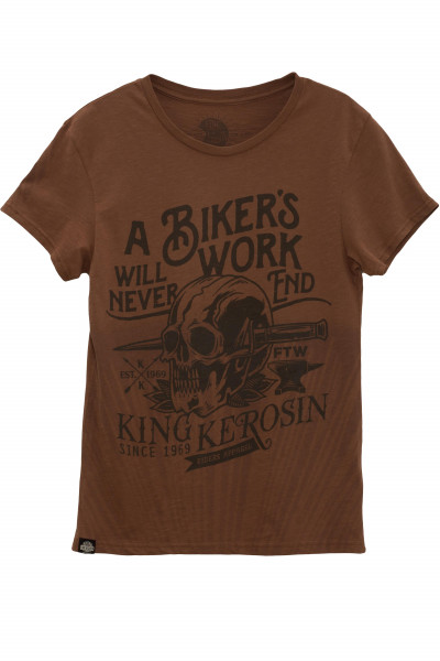 King Kerosin T-Shirt Bikers Work Watercolour Brown