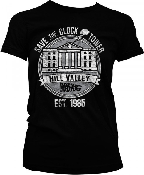 Back to the Future Save The Clock Tower Girly Tee Damen T-Shirt Black