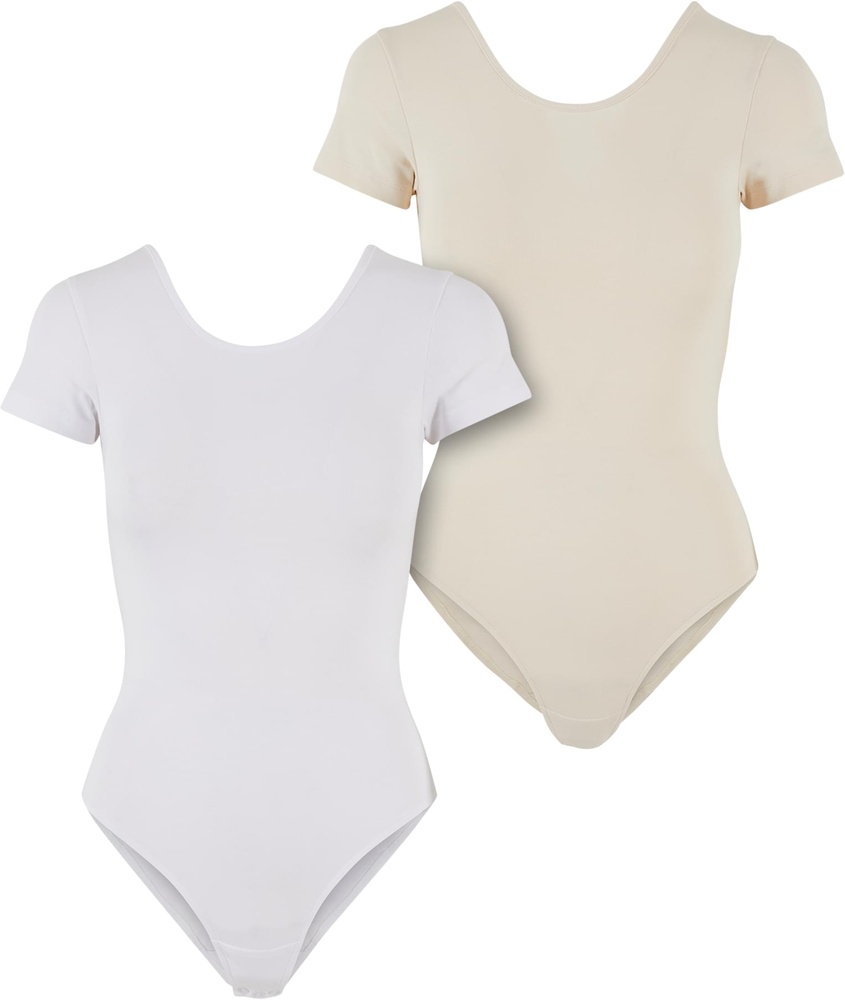 Urban Classics Damen Ladies Organic Stretch Jersey Body 2-Pack TB6170A Weiß-M - Damen