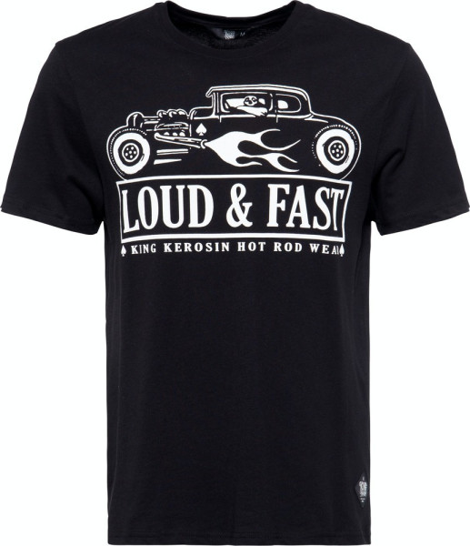 King Kerosin Herren T-Shirt mit Hot Rod Print Loud & Fast