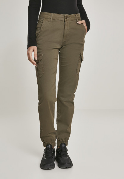 Urban Classics Women Trousers Ladies High Waist Cargo Pants Olive