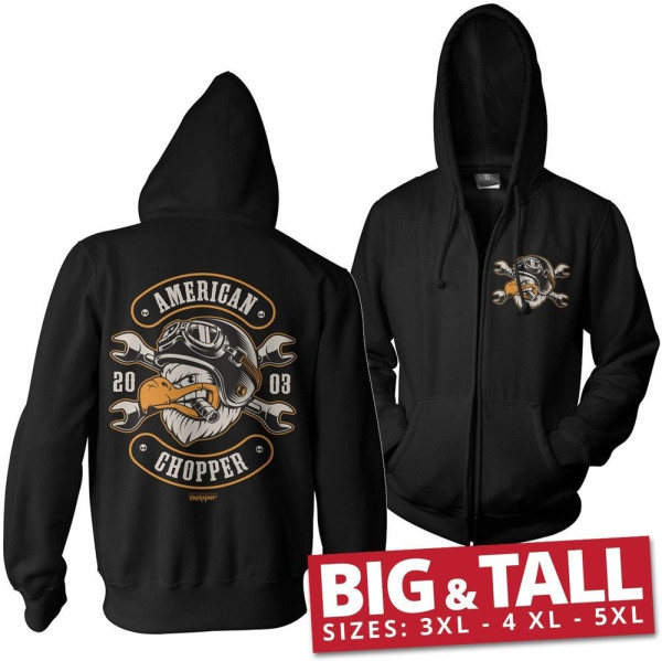 American Chopper Cigar Eagle Big & Tall Zipped Hoodie Black