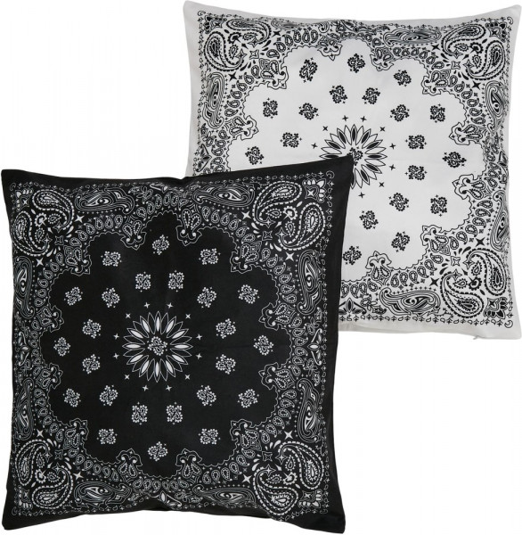 Urban Classics Bandana Print Cushion Set Black/White