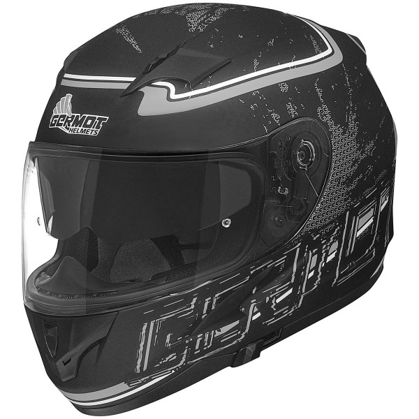 Germot Motorrad Integralhelm GM 306 Matt Schwarz/Grau