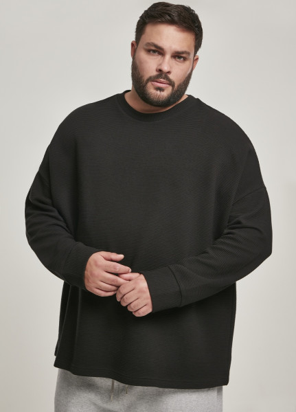 Urban Classics Pullover Cut On Sleeve Naps Interlock Crew Black
