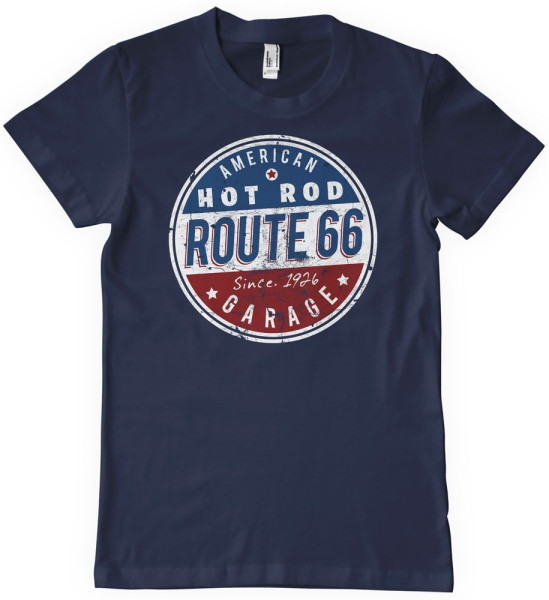Route 66 - Hot Rod Garage T-Shirt Navy
