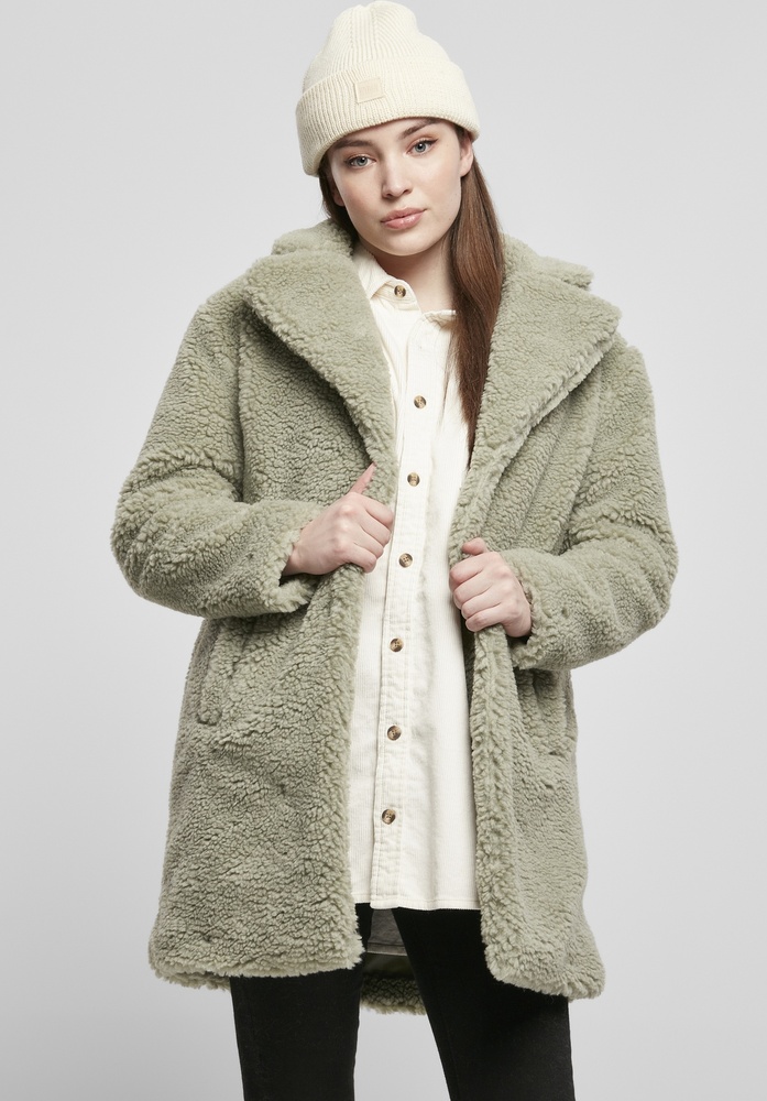 Urban Classics Damen Jacke Ladies Oversized Sherpa Coat Softsalvia - Damen