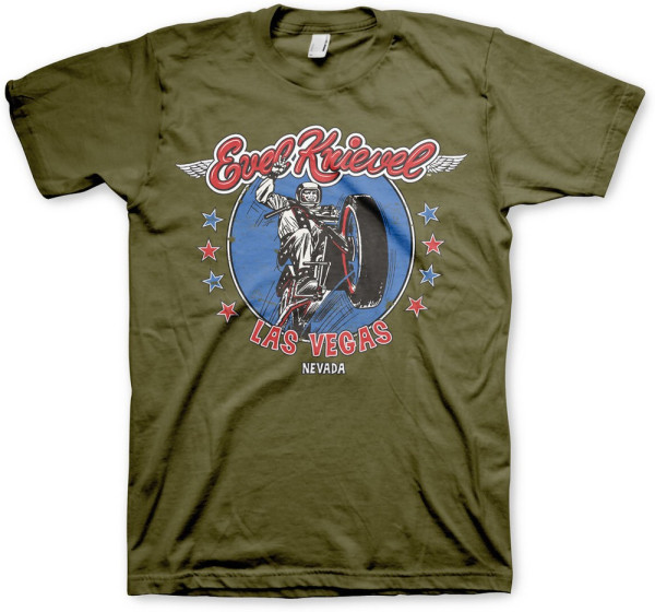Evel Knievel In Las Vegas T-Shirt Olive