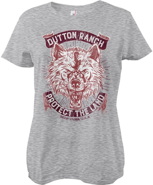 Yellowstone Dutton Ranch Protect The Land Girly Tee Damen T-Shirt Heather-Grey