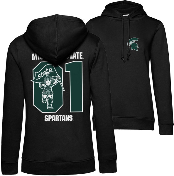 Michigan State University Spartans 01 Mascot Girls Damen Hoodie Black