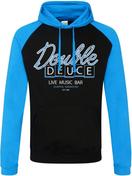 Road House Double Deuce Live Bar Baseball Hoodie Black-Blue