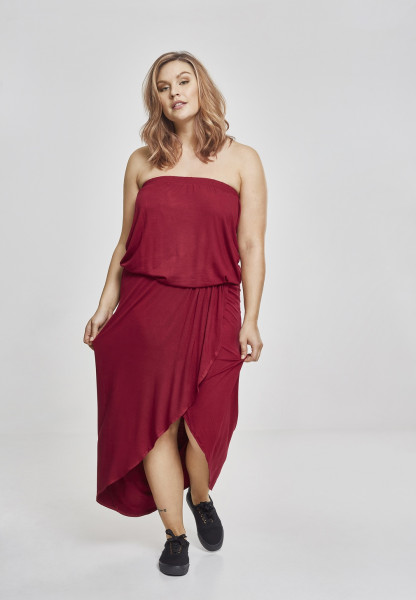 Urban Classics Dress Ladies Viscose Bandeau Dress Burgundy