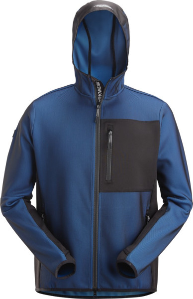 Snickers Jacke FlexiWork Midlayer Kapuzenjacke mit Reißverschluss Blau/Schwarz