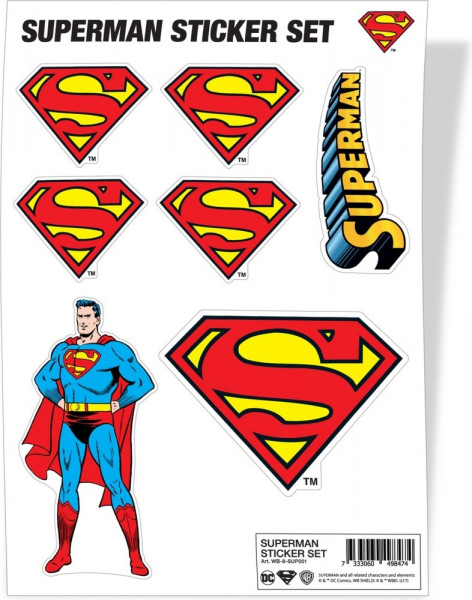 Superman Sticker Set Aufkleber Multicolor