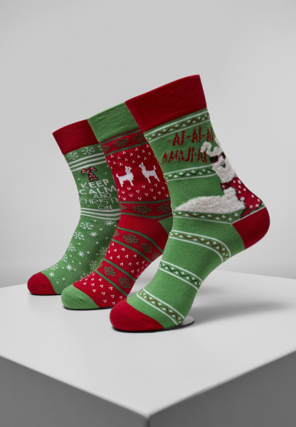 Urban Classics Socks Christmas Lama Socks 3-Pack Multicolor
