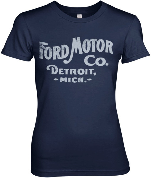Ford Motor Company Retro Logo Girly Tee Damen T-Shirt Navy