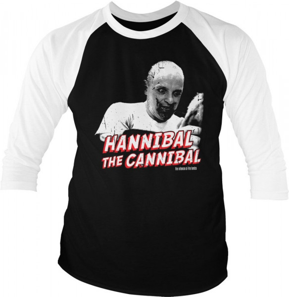 The Silence of the Lambs Hannibal The Cannibal Baseball 3/4 Sleeve Tee T-Shirt White-Black