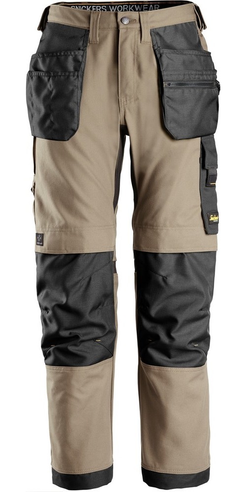 Snickers Workwear AllroundWork Canvas+ Stretch Arbeitshose mit Holstertaschen Khaki/Schwarz - Herren / Unisex