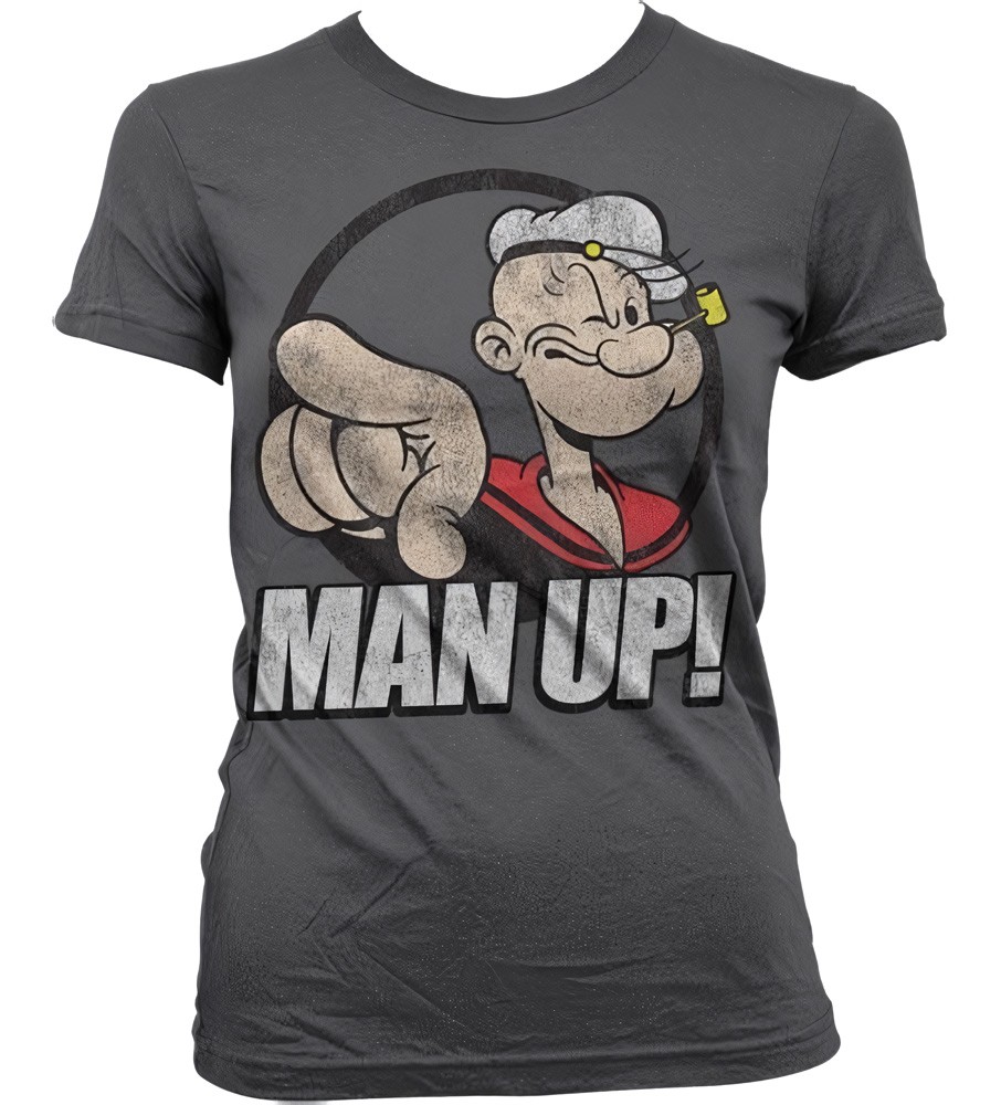 Popeye Man Up! Girly T-Shirt Damen Dark-Grau - Damen