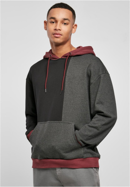 Urban Classics Sweatshirt Oversized Color Block Hoody Black/Charcoal