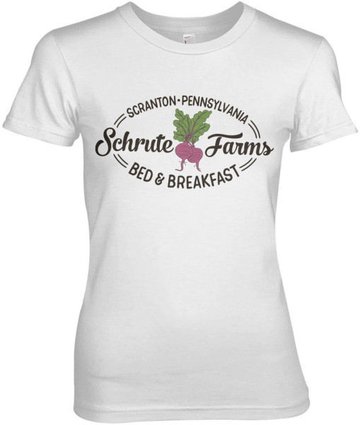 The Office Schrute Farms Bed & Breakfast Girly Tee Damen T-Shirt White