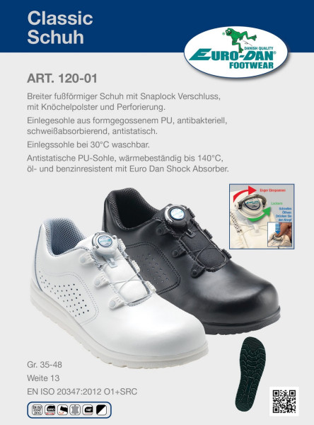 Euro-Dan 120-01 Classic Gesundheitsschuhe mit Stahldraht Snaplock