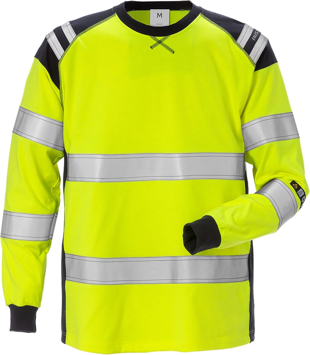 Fristads Flamestat High Vis T-Shirt, la Kl. 3 7077 TFLH Warnschutz-Gelb/Marine - Herren / Unisex