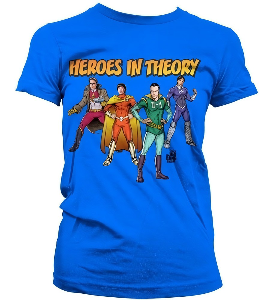 The Big Bang Theory TBBT Heroes In Theory Girly T-Shirt Damen Blau - Damen