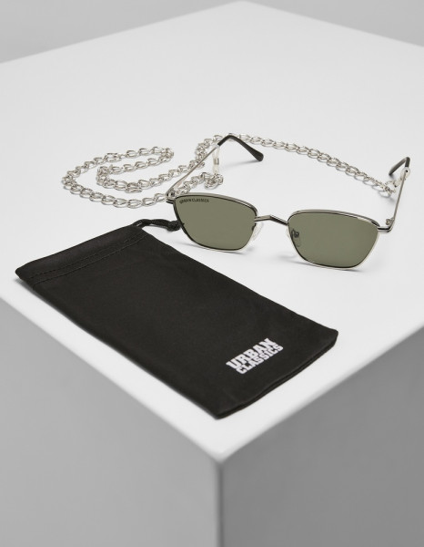 Urban Classics Sonnenbrille Sunglasses Kalymnos With Chain Silver/Green