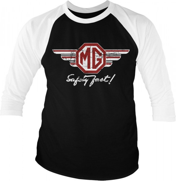 The MG Wings Baseball 3/4 Sleeve Tee T-Shirt White-Black