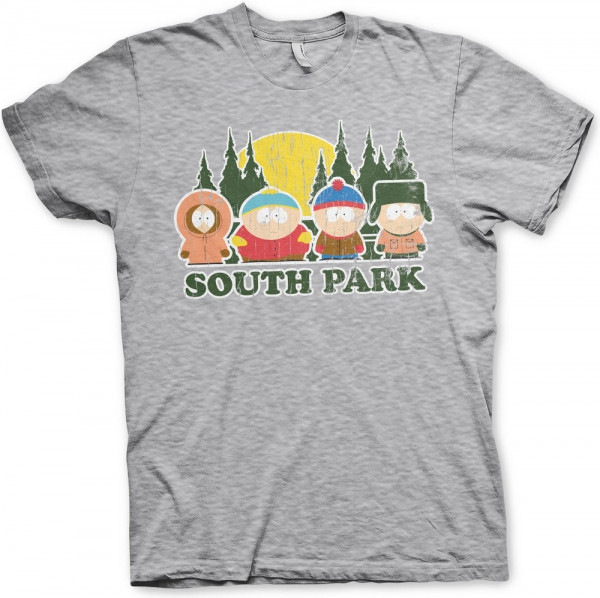 South Park Distressed T-Shirt Heather-Grey
