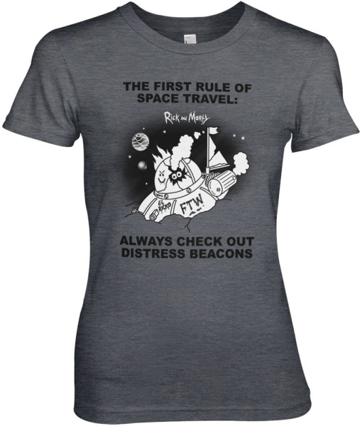 Rick And Morty Distressed Beacons Girly Tee Damen T-Shirt Dark-Heather